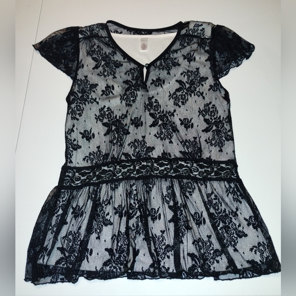 Merona Black Lace Blouse - Picture 4 of 8